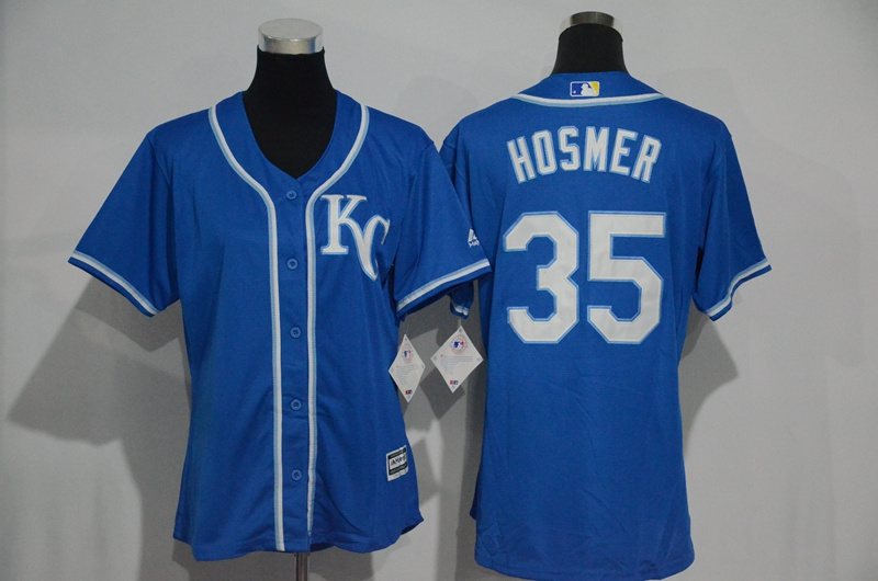 Womens 2017 MLB Kansas City Royals #35 Hosmer Blue Jerseys->women mlb jersey->Women Jersey